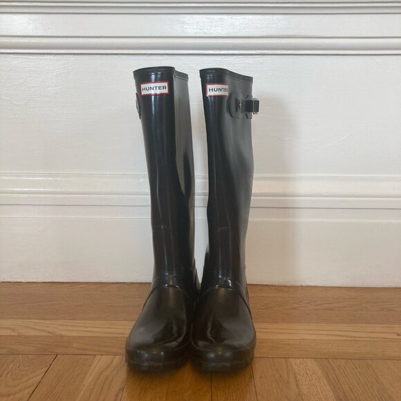 Hunter Rain Boots Tall - Black Gloss - Picture 1 of 12